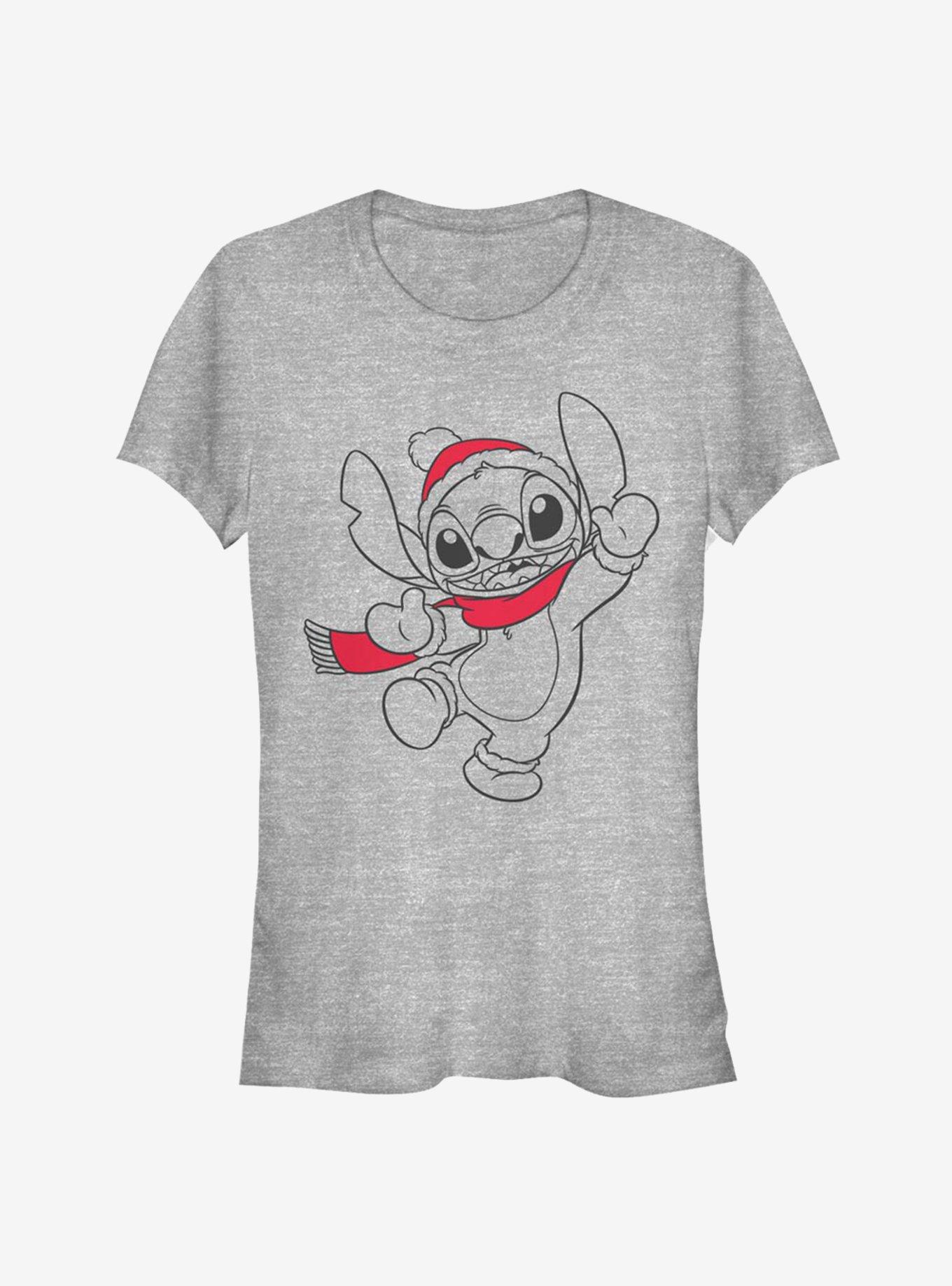 Disney Lilo & Stitch Christmas Stitch Outline Girls T-Shirt, ATH HTR, hi-res