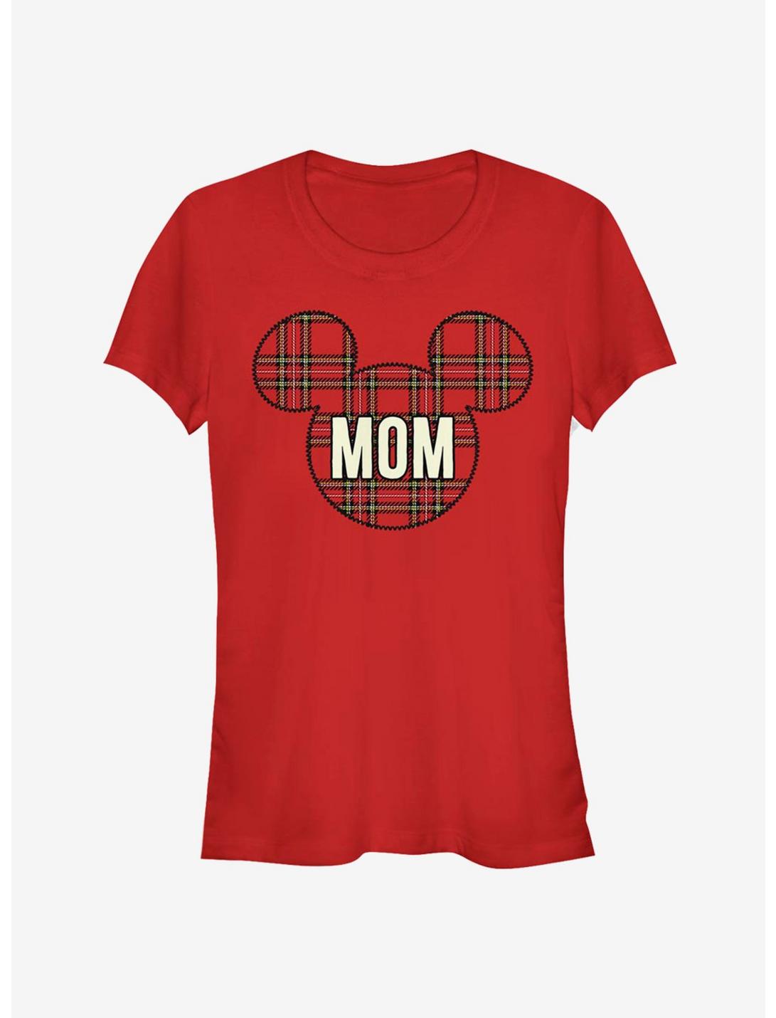 Disney Mickey Mouse Head Plaid Mom Classic Girls T-Shirt, RED, hi-res