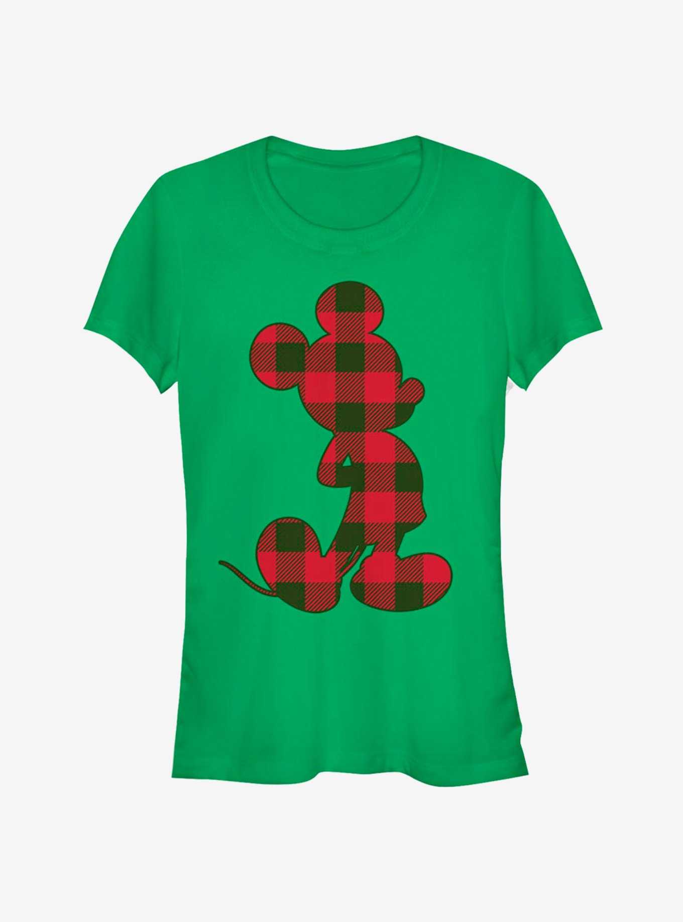 Disney Mickey Mouse Holiday Plaid Outline Classic Girls T-Shirt, , hi-res