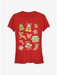 Disney Mickey Mouse & Minnie Mouse Holiday Gingerbread Cookies Classic Girls T-Shirt, RED, hi-res