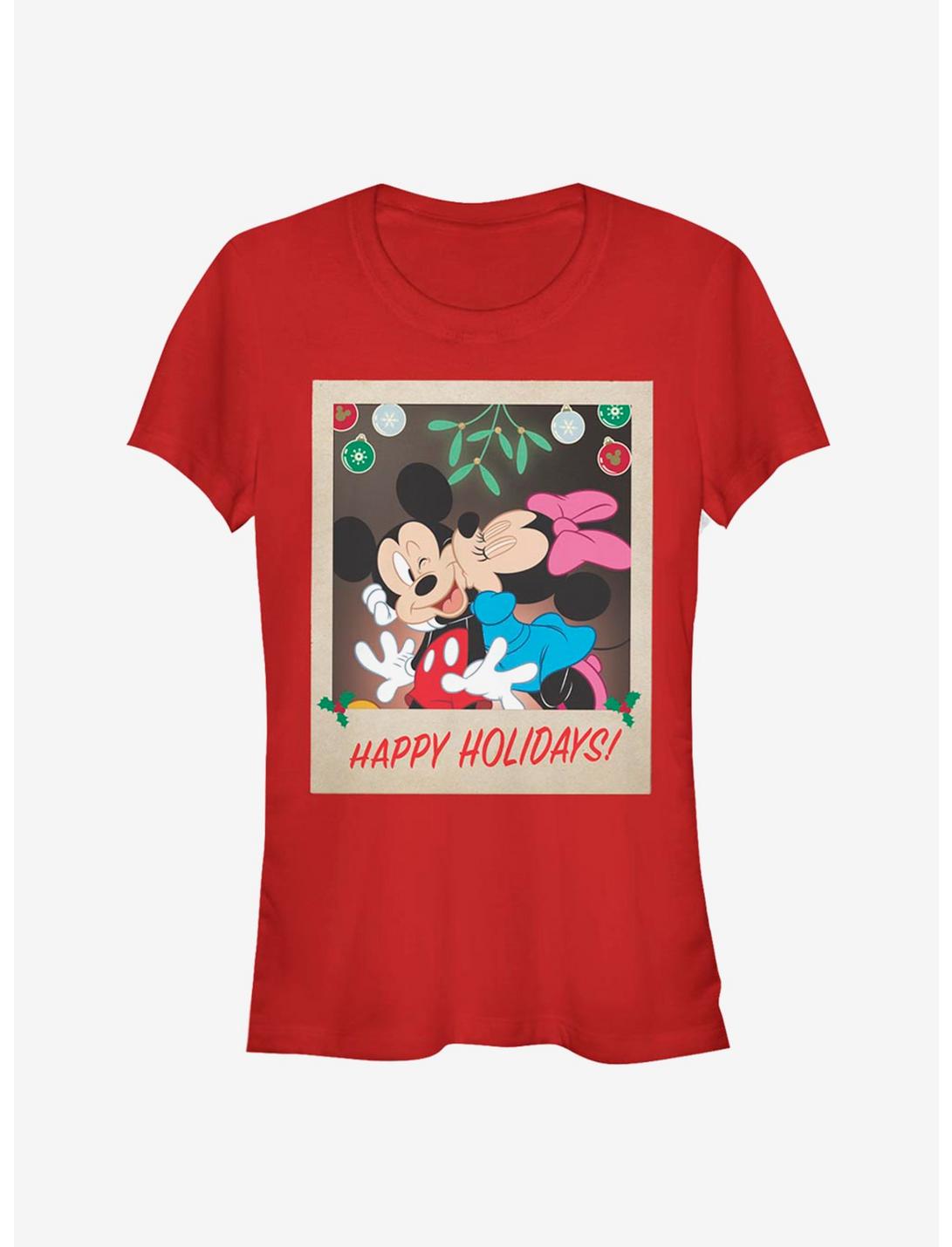Disney Mickey Mouse & Minnie Mouse Holiday Polaroid Classic Girls T-Shirt, RED, hi-res