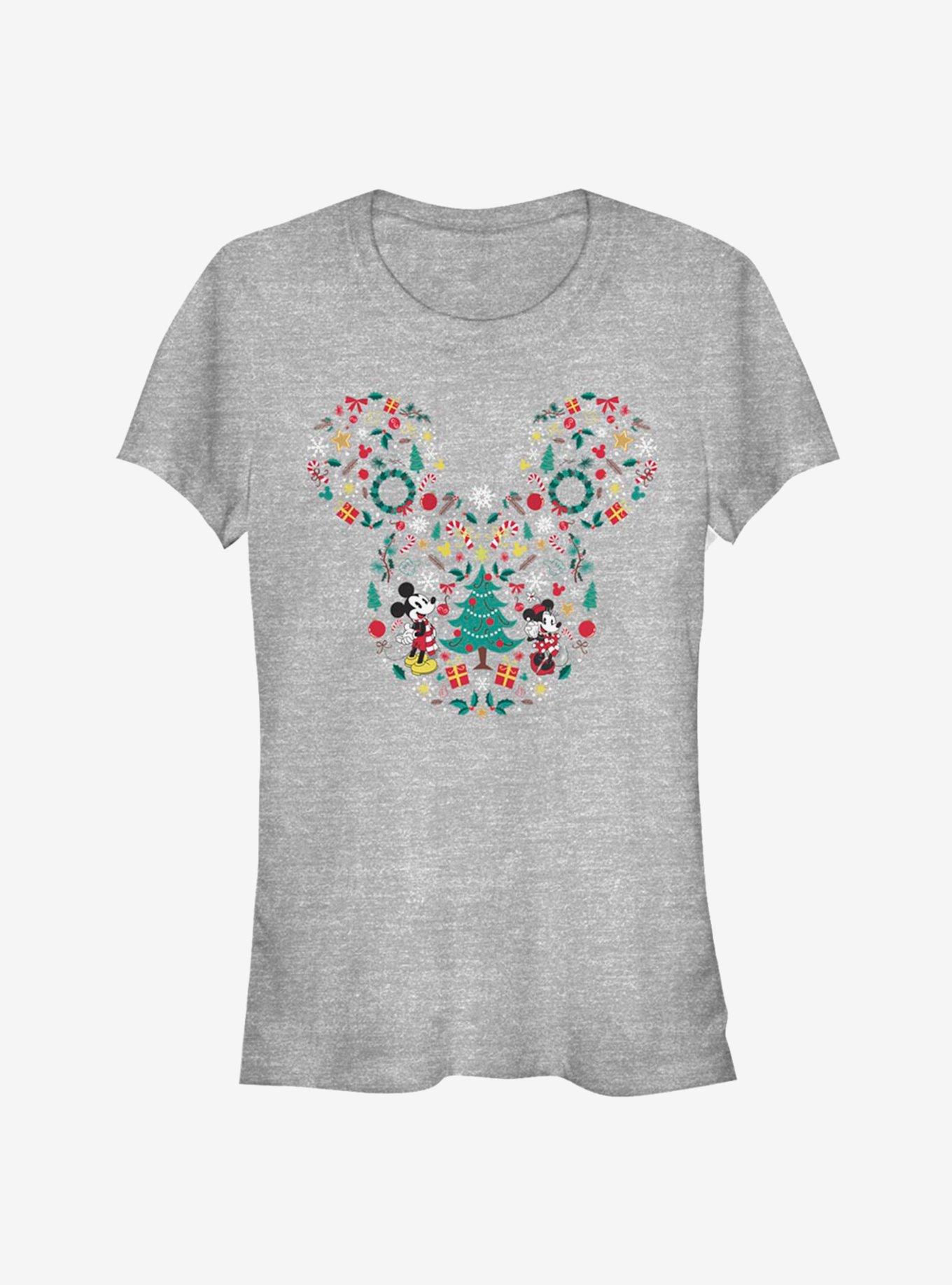 Disney Mickey Mouse Head Holiday Filled Classic Girls T-Shirt, ATH HTR, hi-res