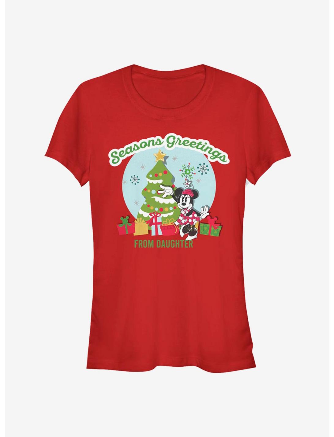 Disney Minnie Mouse Holiday Seasons Greetings From Daughter Classic Girls T-Shirt, RED, hi-res