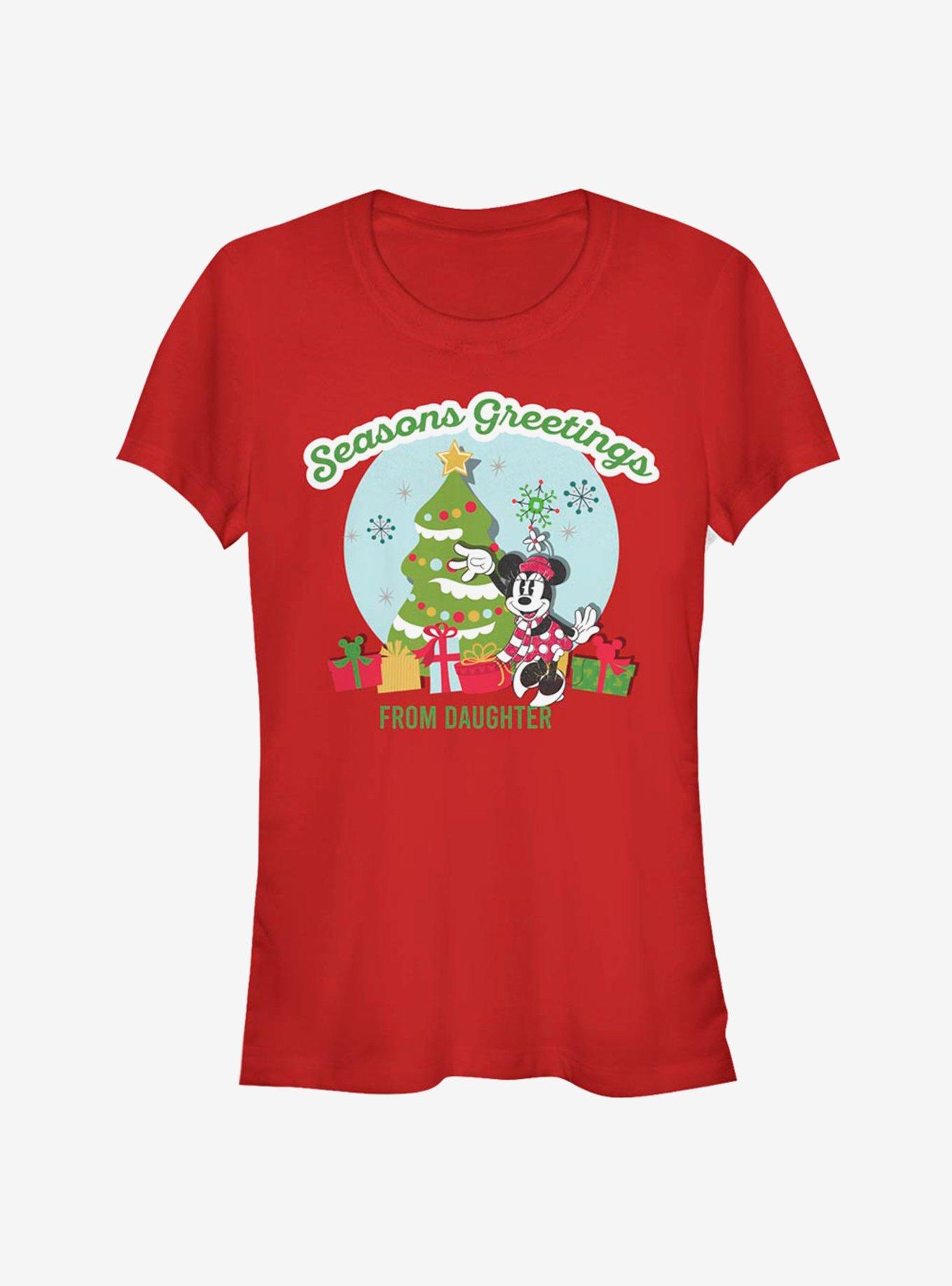 Disney Minnie Mouse Holiday Seasons Greetings From Daughter Classic Girls T-Shirt, RED, hi-res