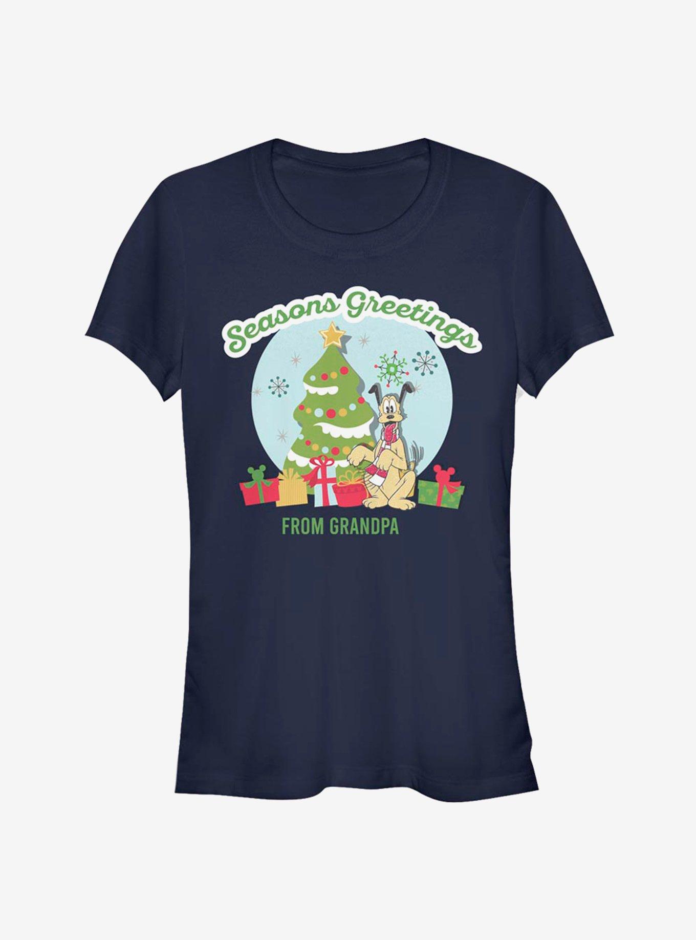 Disney Pluto Holiday Seasons Greetings From Grandpa Classic Girls T-Shirt, NAVY, hi-res