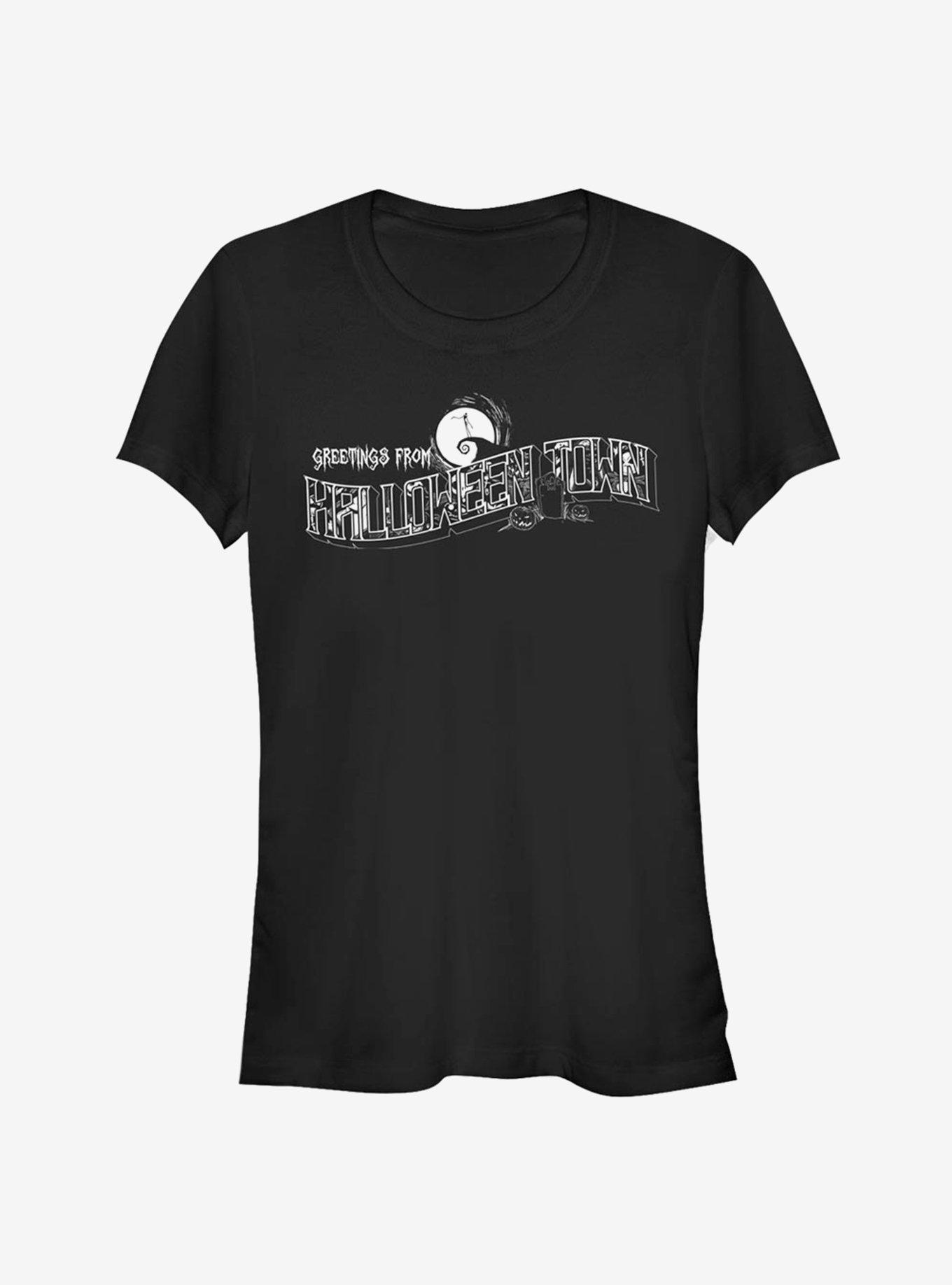 Disney The Nightmare Before Christmas Greetings From Halloweentown Classic Girls T-Shirt, BLACK, hi-res