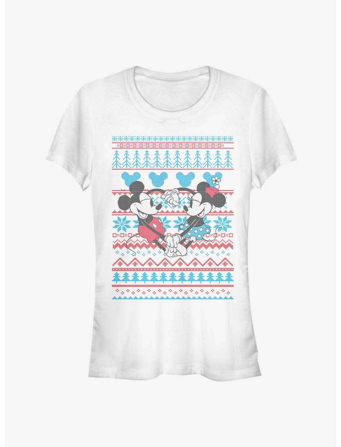 Disney Mickey Mouse And Minnie Mouse Holiday Sweater Classic Girls T-Shirt, WHITE, hi-res