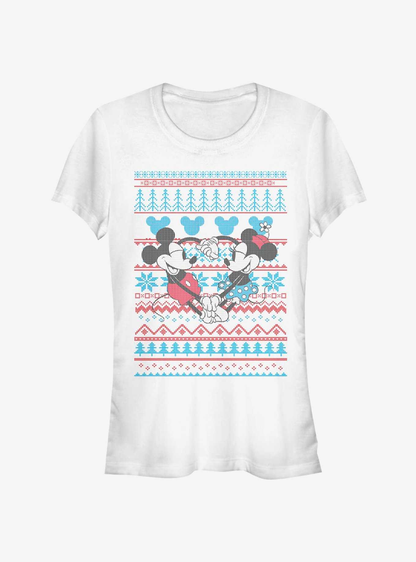 Disney Mickey Mouse And Minnie Mouse Holiday Sweater Classic Girls T-Shirt, , hi-res