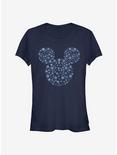 Disney Mickey Mouse Holiday Head Snowflake Outline Classic Girls T-Shirt, NAVY, hi-res