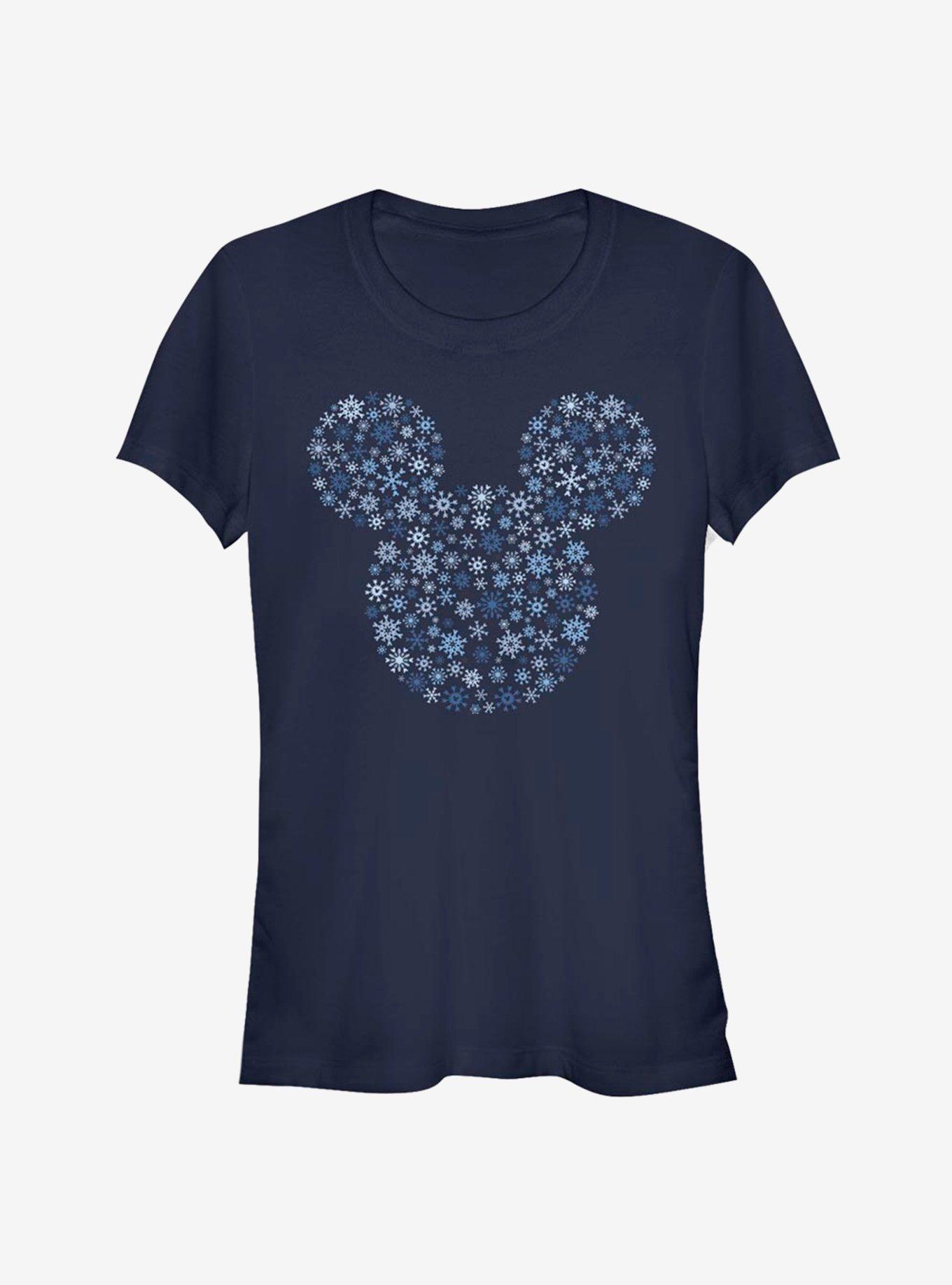 Disney Mickey Mouse Holiday Head Snowflake Outline Classic Girls T-Shirt -  BLUE