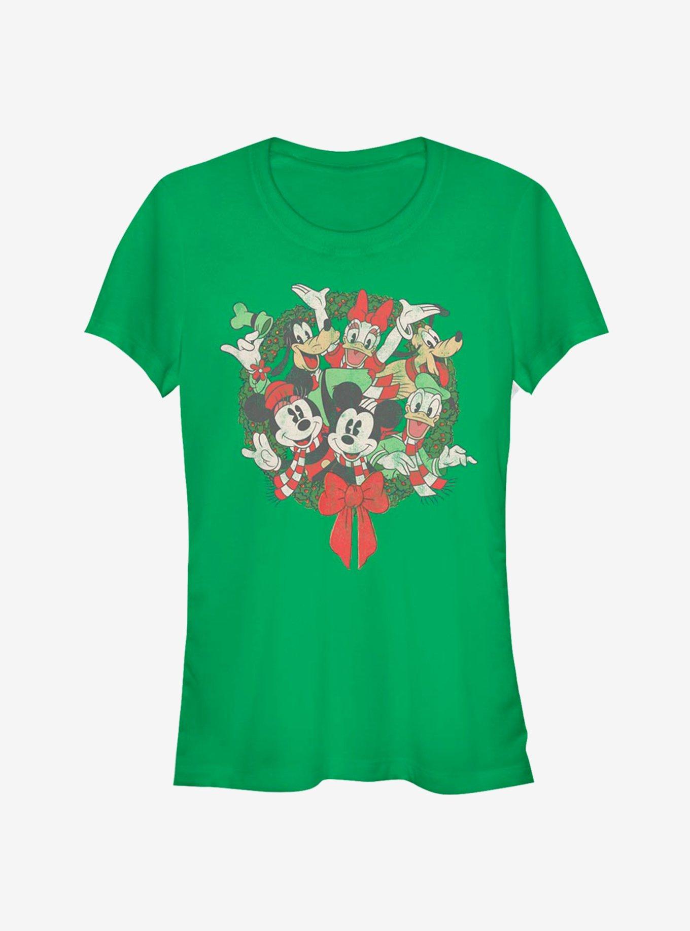 Disney Mickey Mouse & Friends Holiday Wreath Classic Girls T-Shirt, KELLY, hi-res