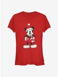 Disney Mickey Mouse Christmas Santa Hat Classic Girls T-Shirt, RED, hi-res