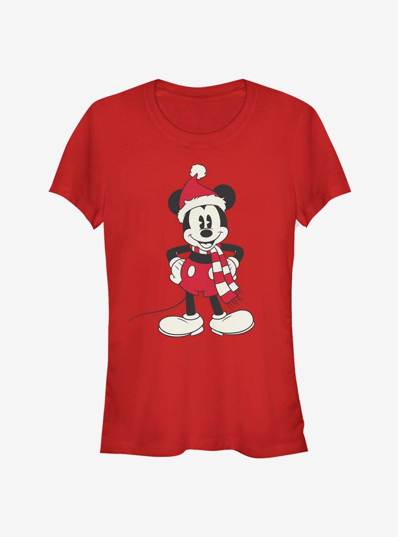 Disney Mickey Mouse Christmas Santa Hat Classic Girls T-Shirt, RED, hi-res