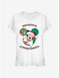 Disney Mickey Mouse Holiday Season's Greetings Classic Girls T-Shirt, WHITE, hi-res