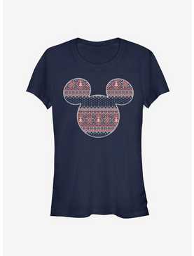Disney Mickey Mouse Head Holiday Sweater Outline Classic Girls T-Shirt, , hi-res