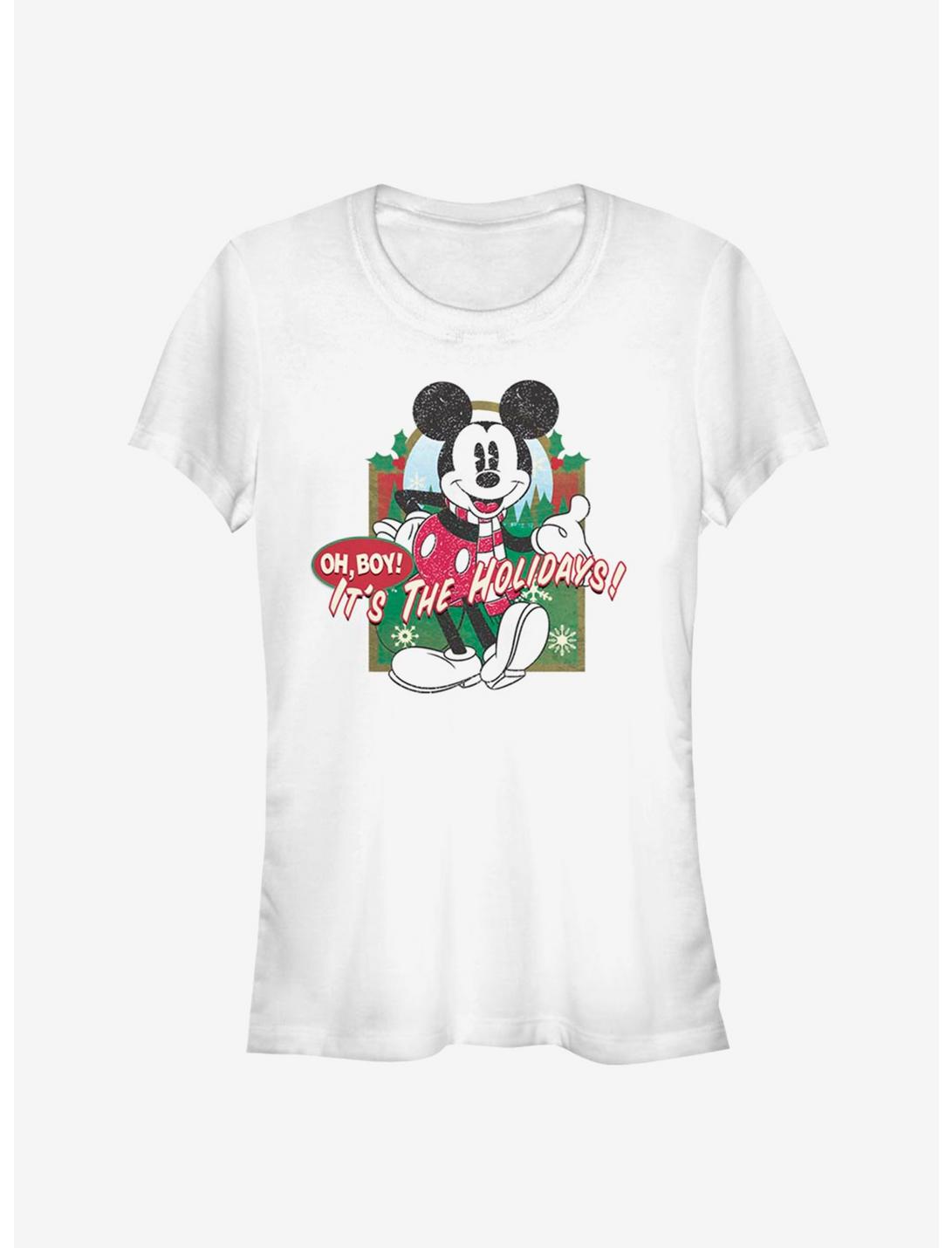 Disney Mickey Mouse Oh Boy It's The Holidays! Classic Girls T-Shirt, WHITE, hi-res
