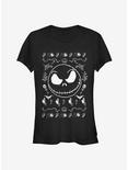 The Nightmare Before Christmas Jack Face Spooky Outline Girls T-Shirt, BLACK, hi-res