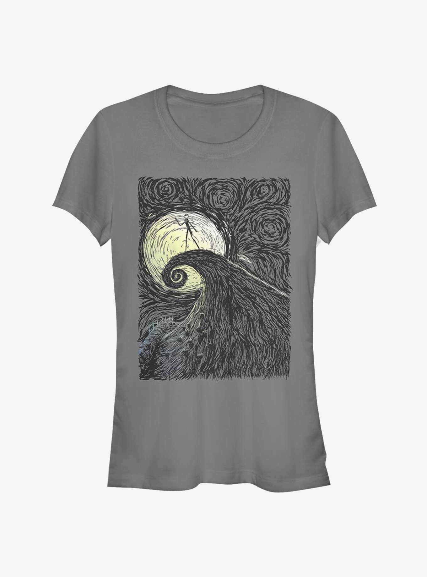 Disney The Nightmare Before Christmas Spiral HIll Painting Classic Girls T-Shirt, CHARCOAL, hi-res