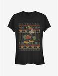 Disney Mickey Mouse Vintage Holiday Sweater Classic Girls T-Shirt, BLACK, hi-res