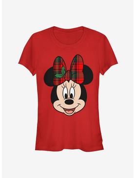 Disney Minnie Mouse Plaid Holiday Bow Classic Girls T-Shirt, , hi-res