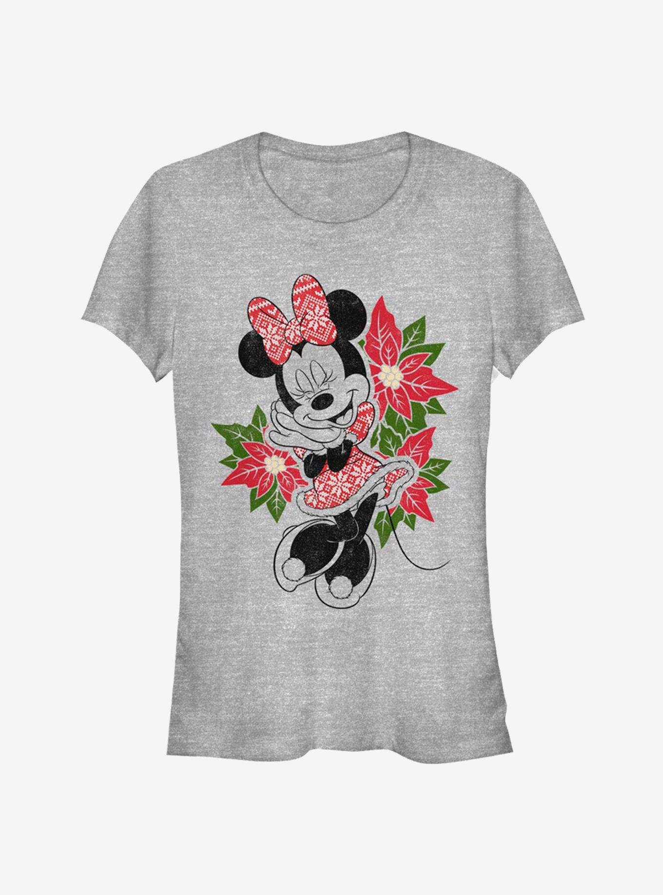 Disney Minnie Mouse Holiday Poinsettia Classic Girls T-Shirt, ATH HTR, hi-res