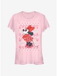 Disney Minnie Mouse Vintage Holiday Sweater Classic Girls T-Shirt, LIGHT PINK, hi-res