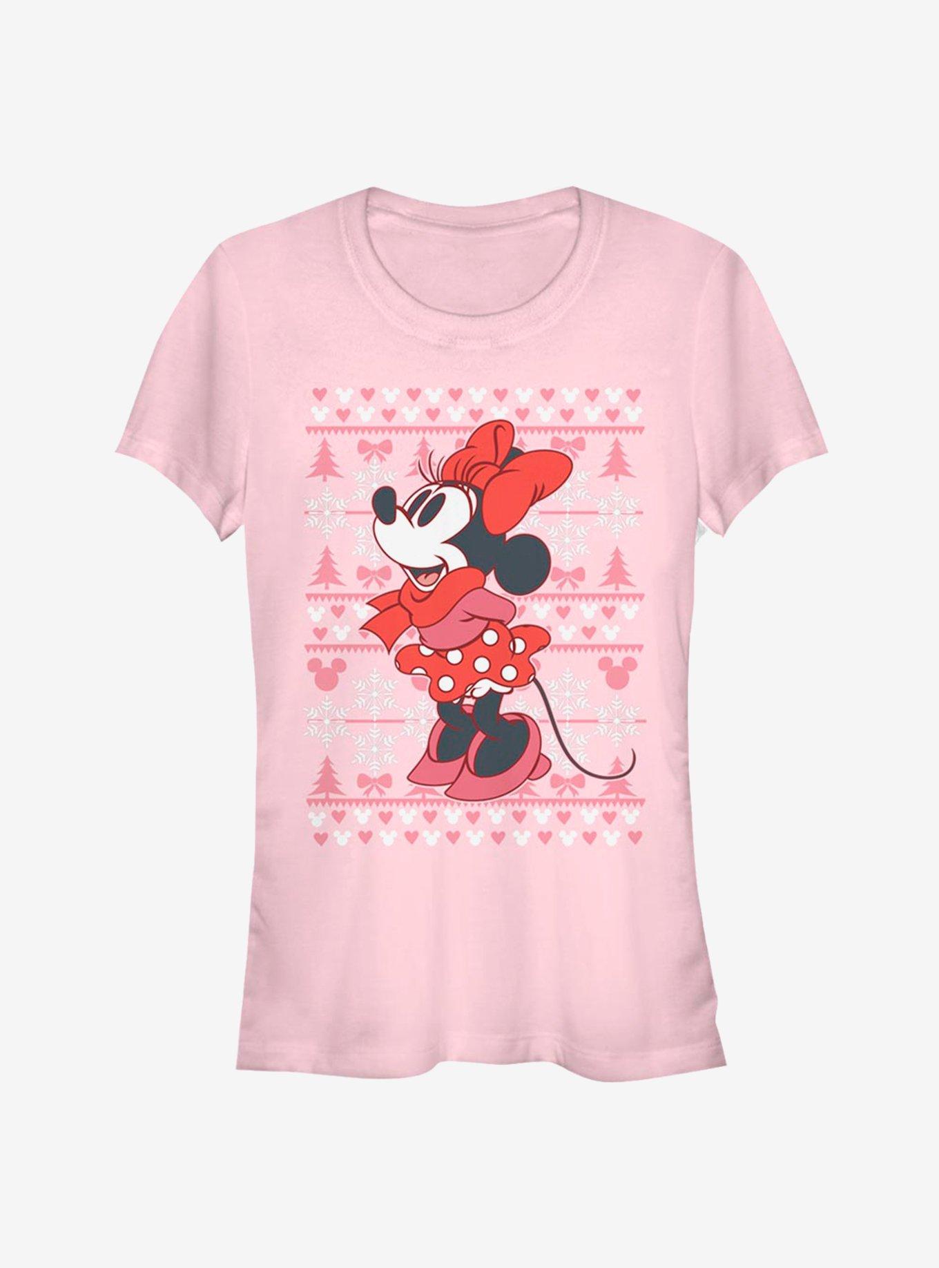 Disney Minnie Mouse Vintage Holiday Sweater Classic Girls T-Shirt, LIGHT PINK, hi-res