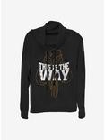 Star Wars The Mandalorian This Is The Way Iron Heart Outline Cowl Neck Long-Sleeve Girls Top, BLACK, hi-res