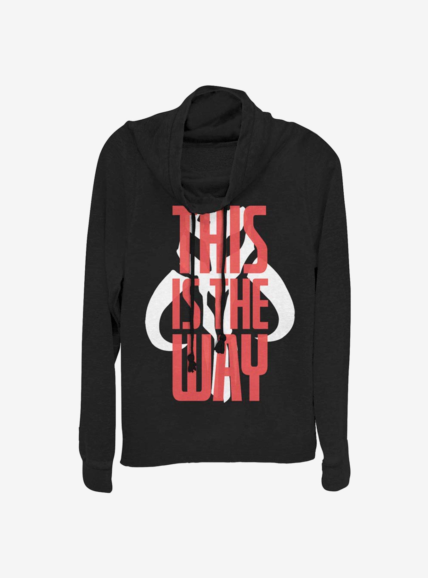 Star Wars The Mandalorian This Is The Way Text Cowl Neck Long-Sleeve Girls Top, BLACK, hi-res