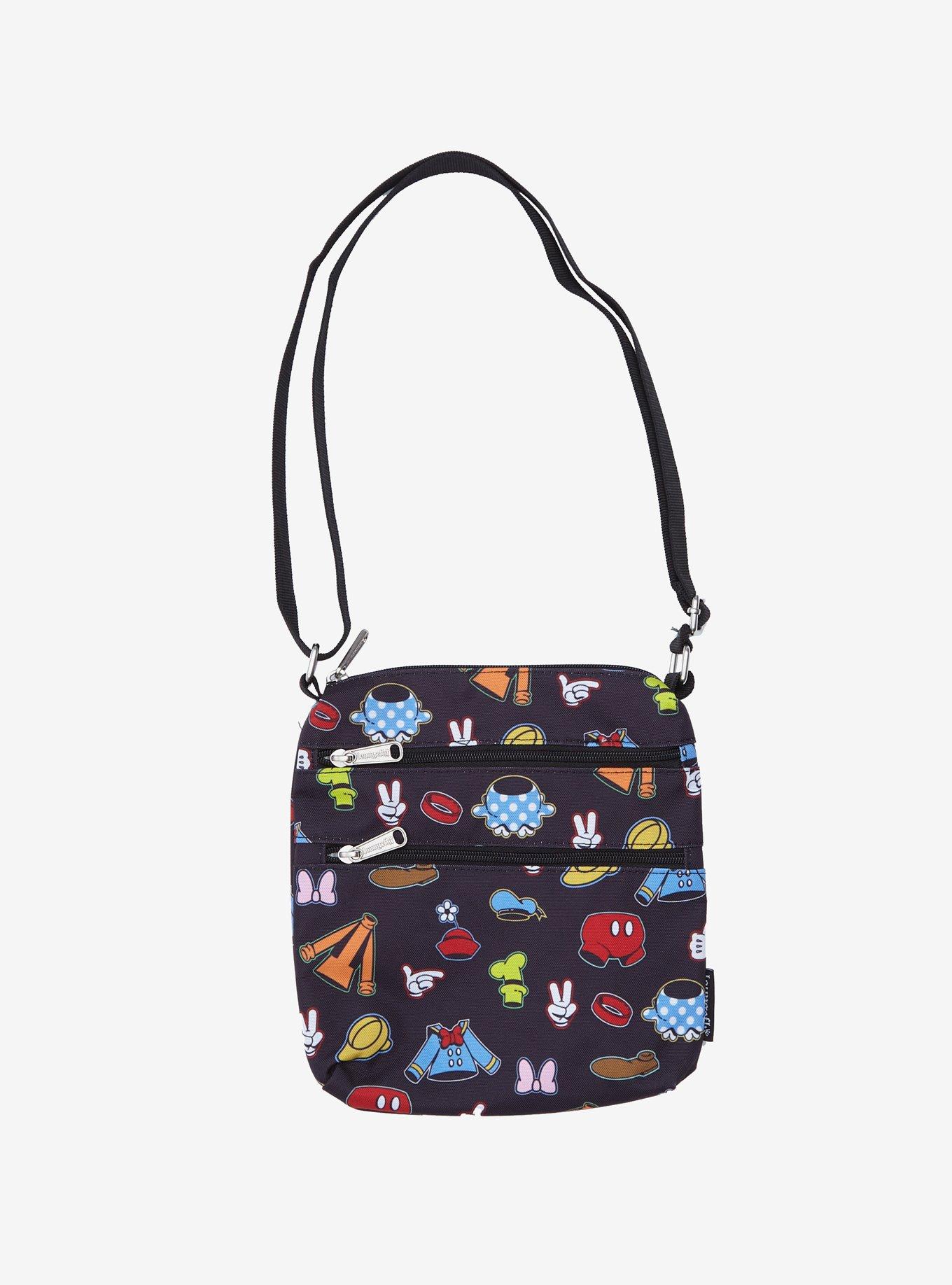 Loungefly Disney Mickey Mouse Parts All Over Print Nylon Passport Bag