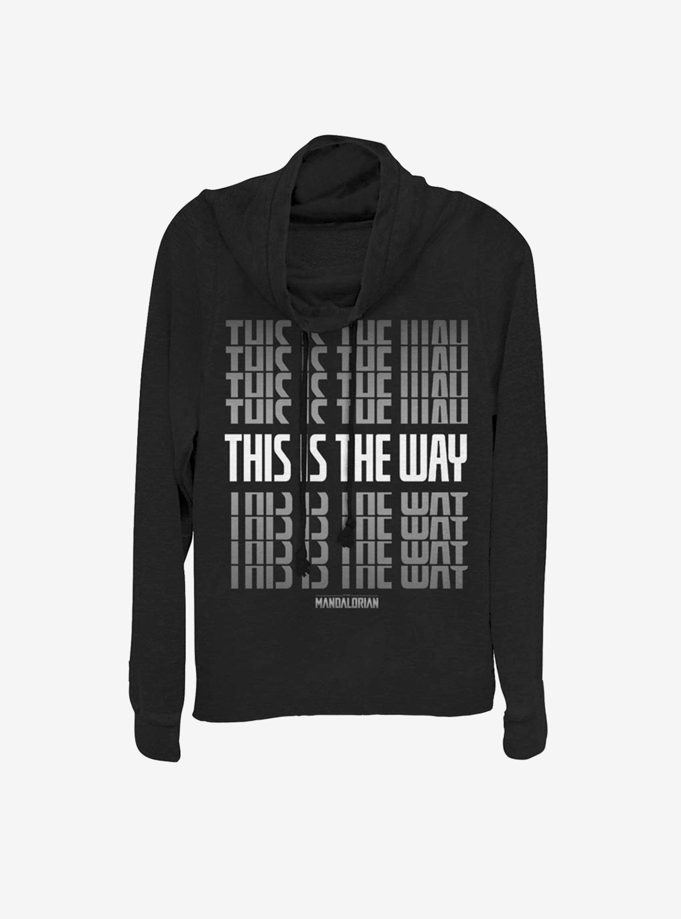 Star Wars The Mandalorian This Is The Way Stack Cowlneck Long-Sleeve Womens Top, BLACK, hi-res