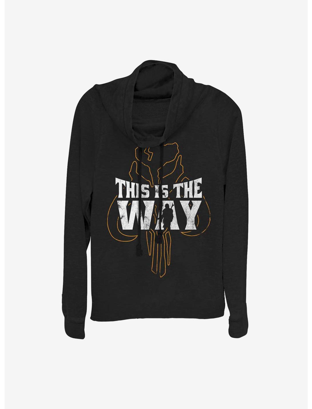Star Wars The Mandalorian This Is The Way Silhouette Cowlneck Long-Sleeve Womens Top, BLACK, hi-res
