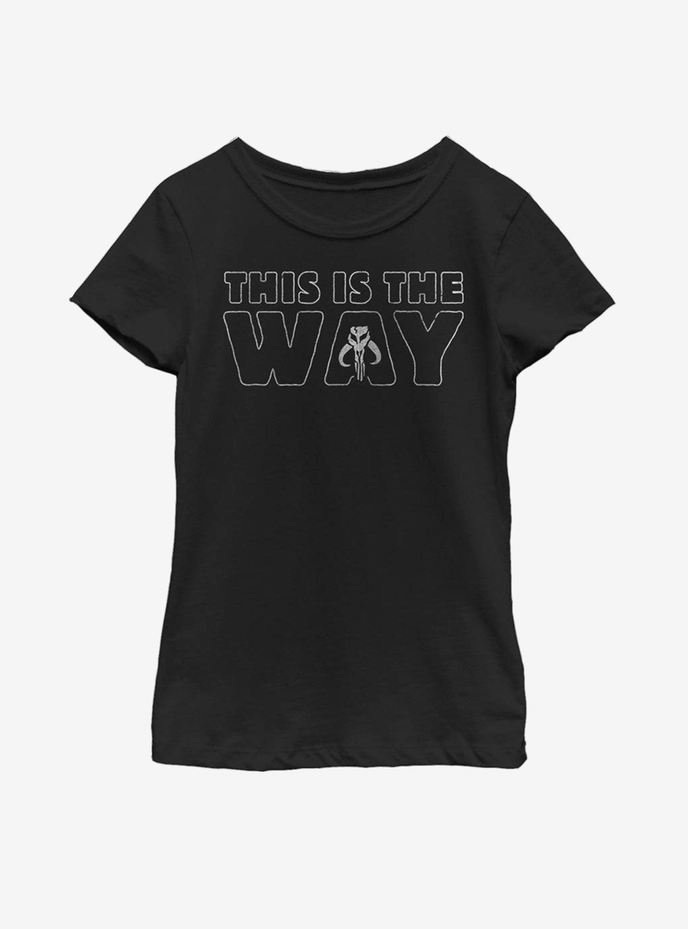 Star Wars The Mandalorian This Is The Way Outline Youth Girls T-Shirt, BLACK, hi-res