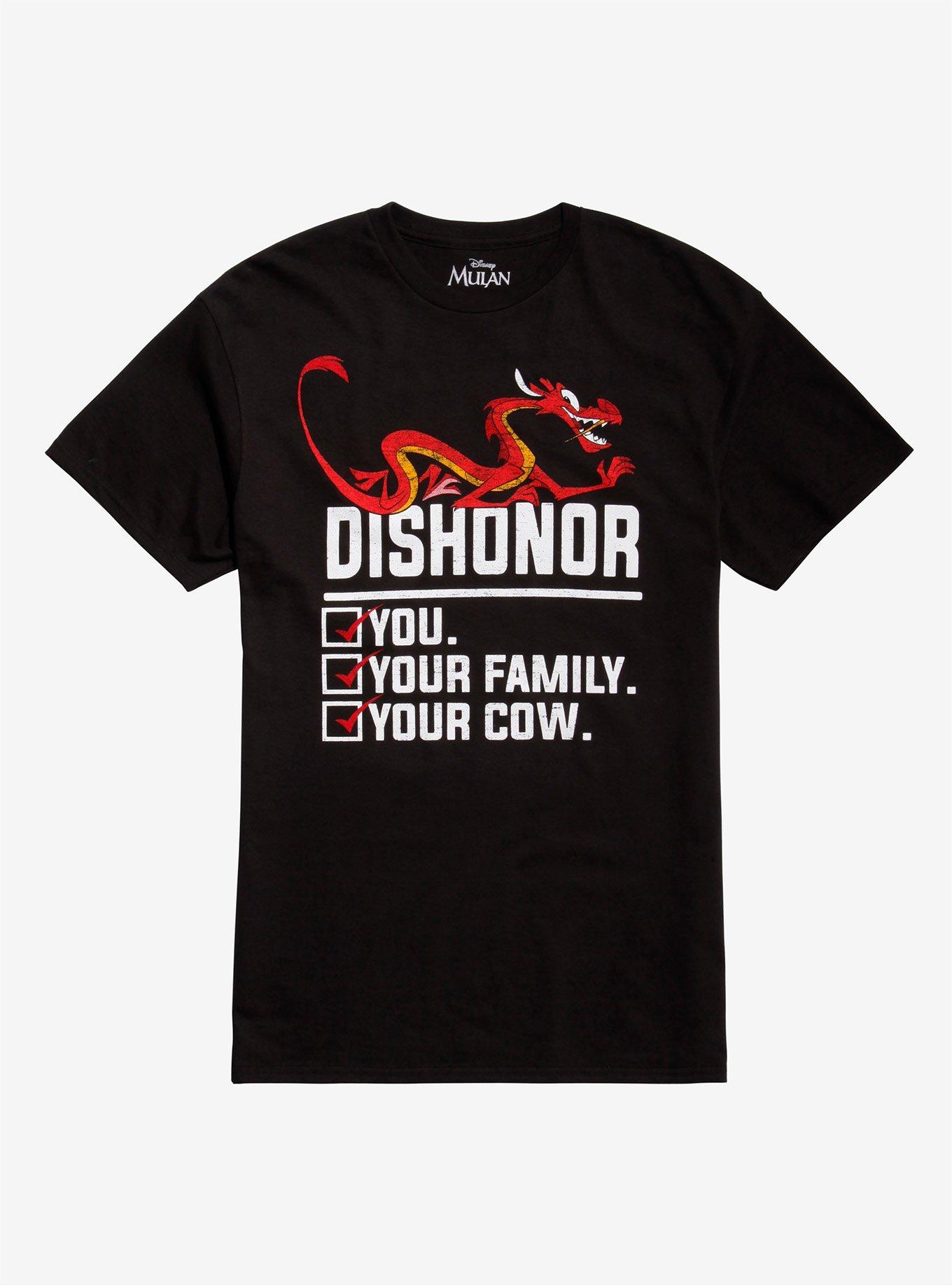 Disney Mulan Mushu Dishonor Checklist T-Shirt, BLACK, hi-res