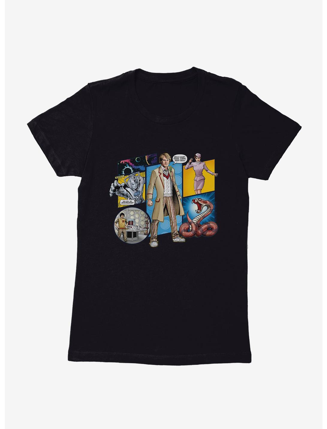 Doctor Who The Fifth Doctor Comic Scene Womens T-Shirt, BLACK, hi-res