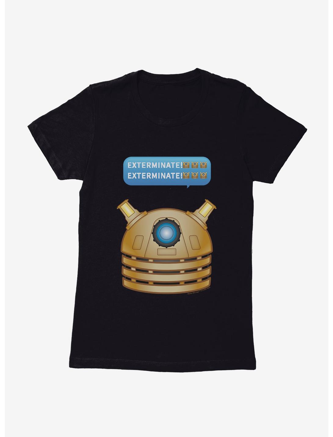 Doctor Who Dalek Exterminate Emoji Scene Womens T-Shirt, BLACK, hi-res