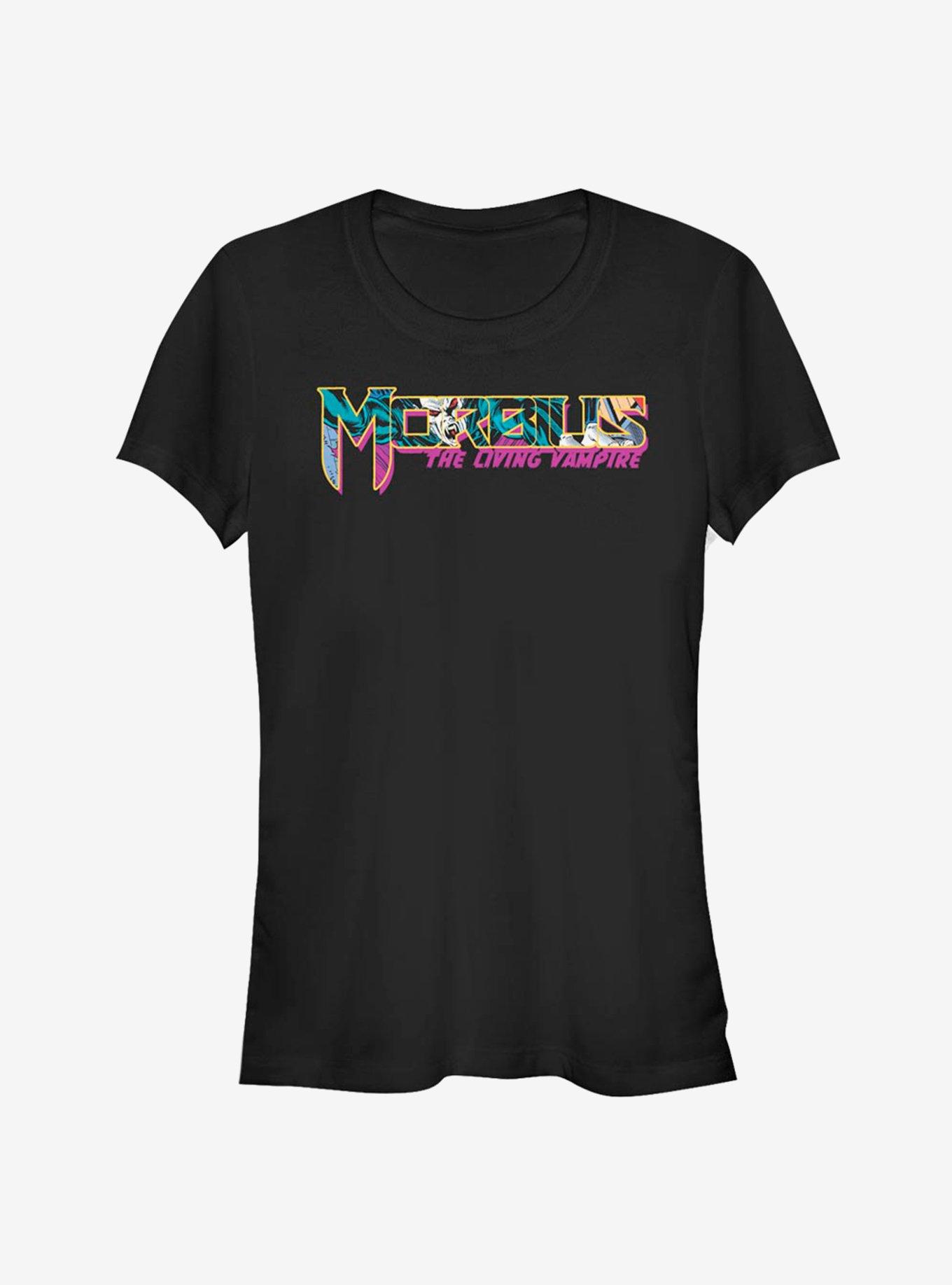 Marvel Morbius The Living Vampire Panels Collage Title Girls T-Shirt , BLACK, hi-res
