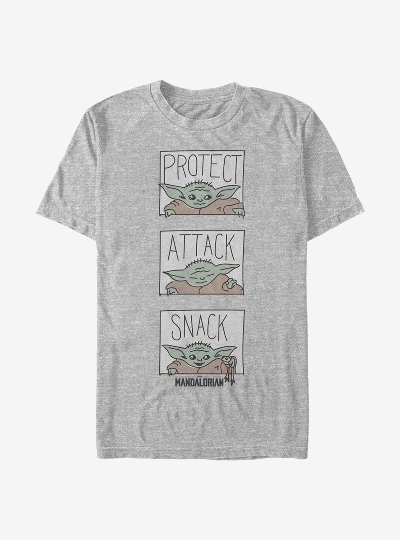 Star Wars The Mandalorian The Child Protect Attack Snack T-Shirt, ATH HTR, hi-res