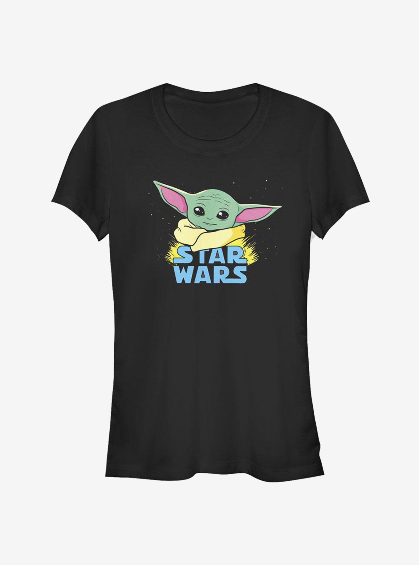 Star Wars The Mandalorian The Child Profile Logo Art Girls T-Shirt, BLACK, hi-res
