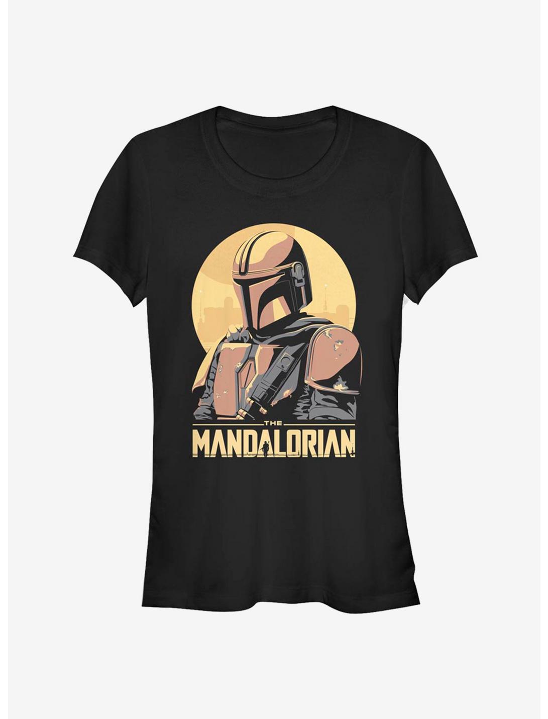 Star Wars The Mandalorian Mando Sunset Frame Girls T-Shirt, BLACK, hi-res