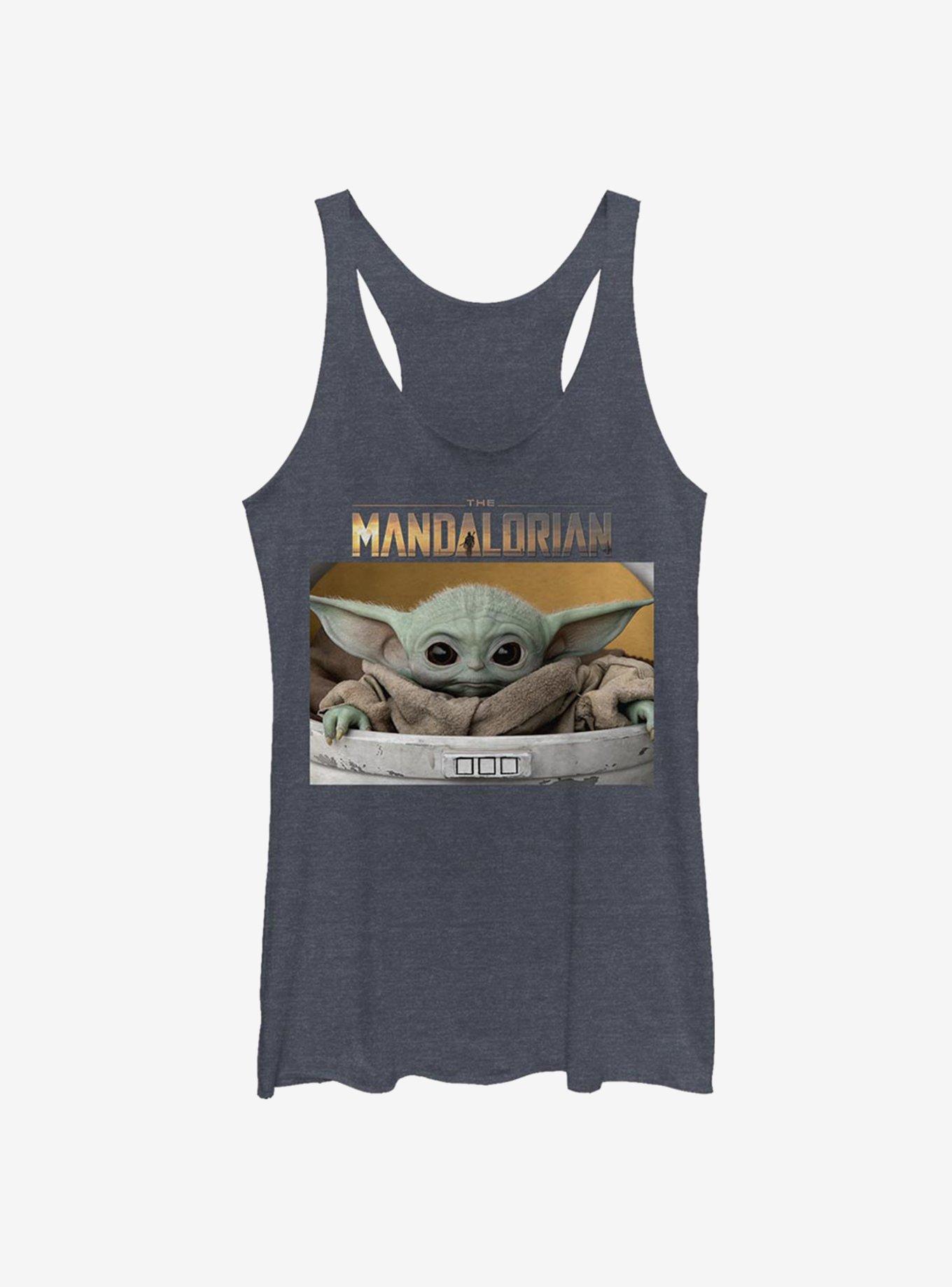 Star Wars The Mandalorian The Child Box Photo Girls Tank, NAVY HTR, hi-res