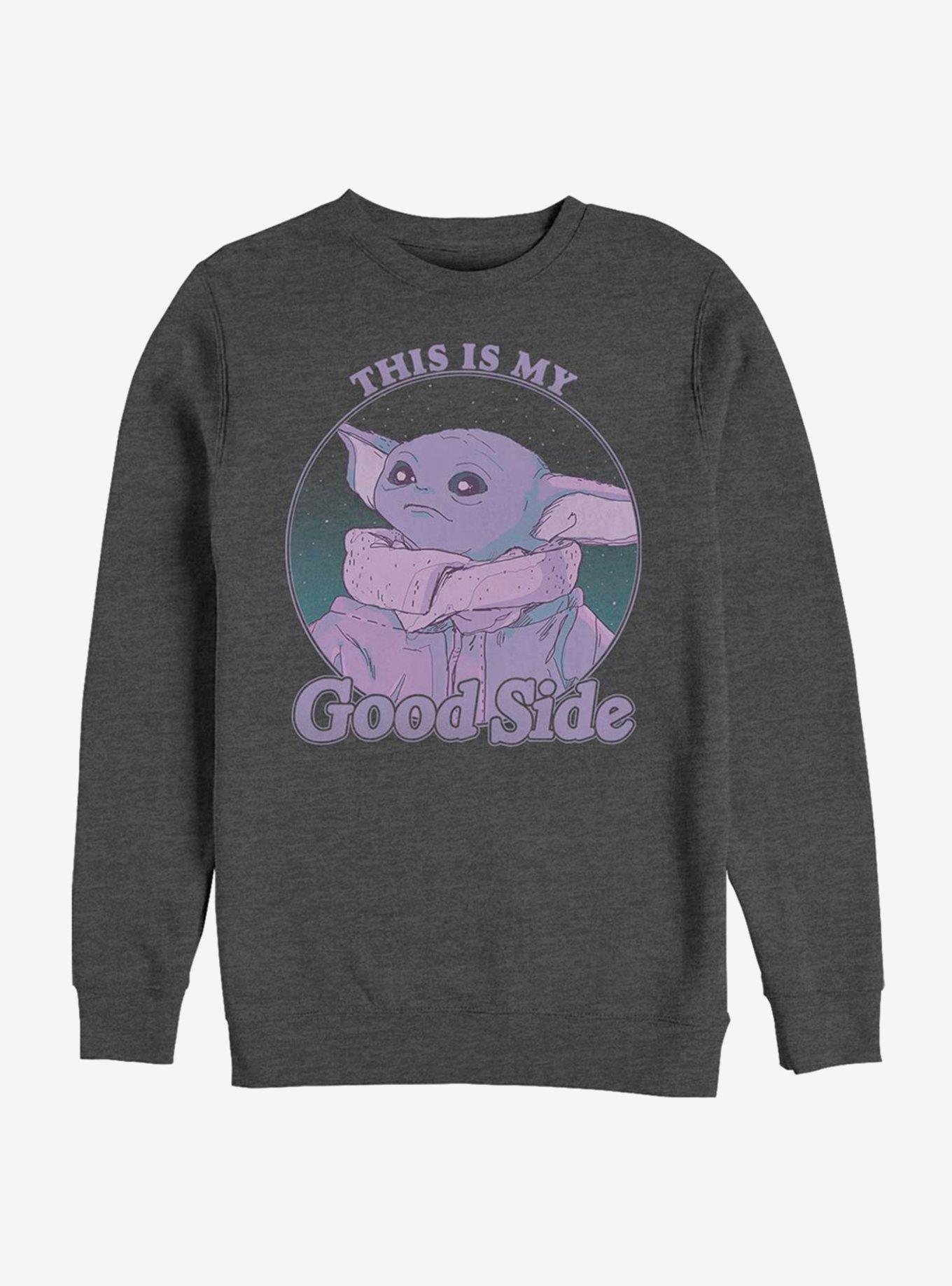 Star Wars The Mandalorian The Child This Is My Good Side Crew Sweatshirt, CHAR HTR, hi-res