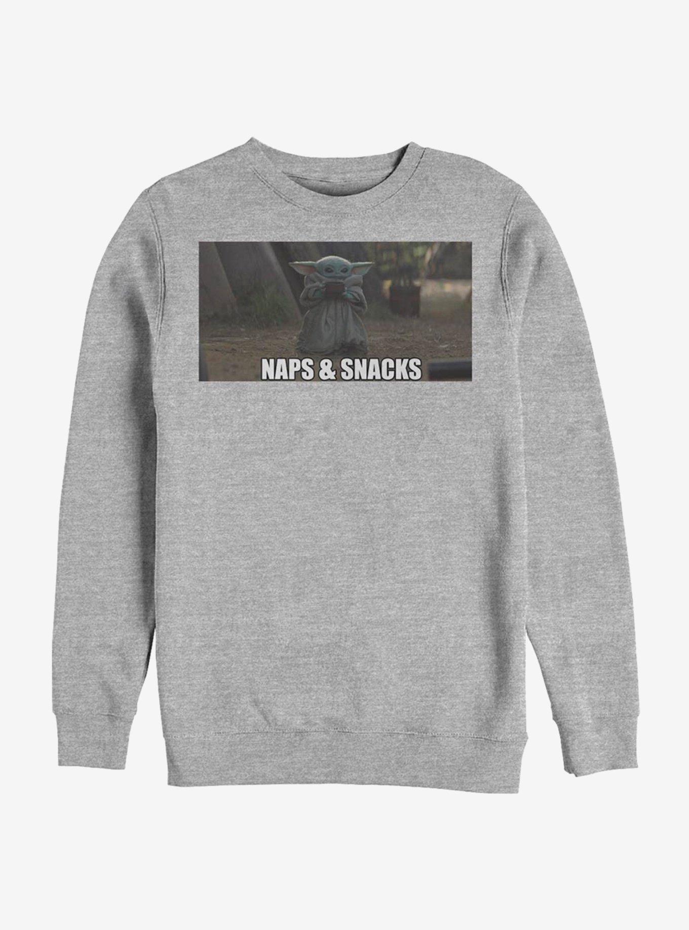 Star Wars The Mandalorian The Child Naps & Snacks Crew Sweatshirt, ATH HTR, hi-res