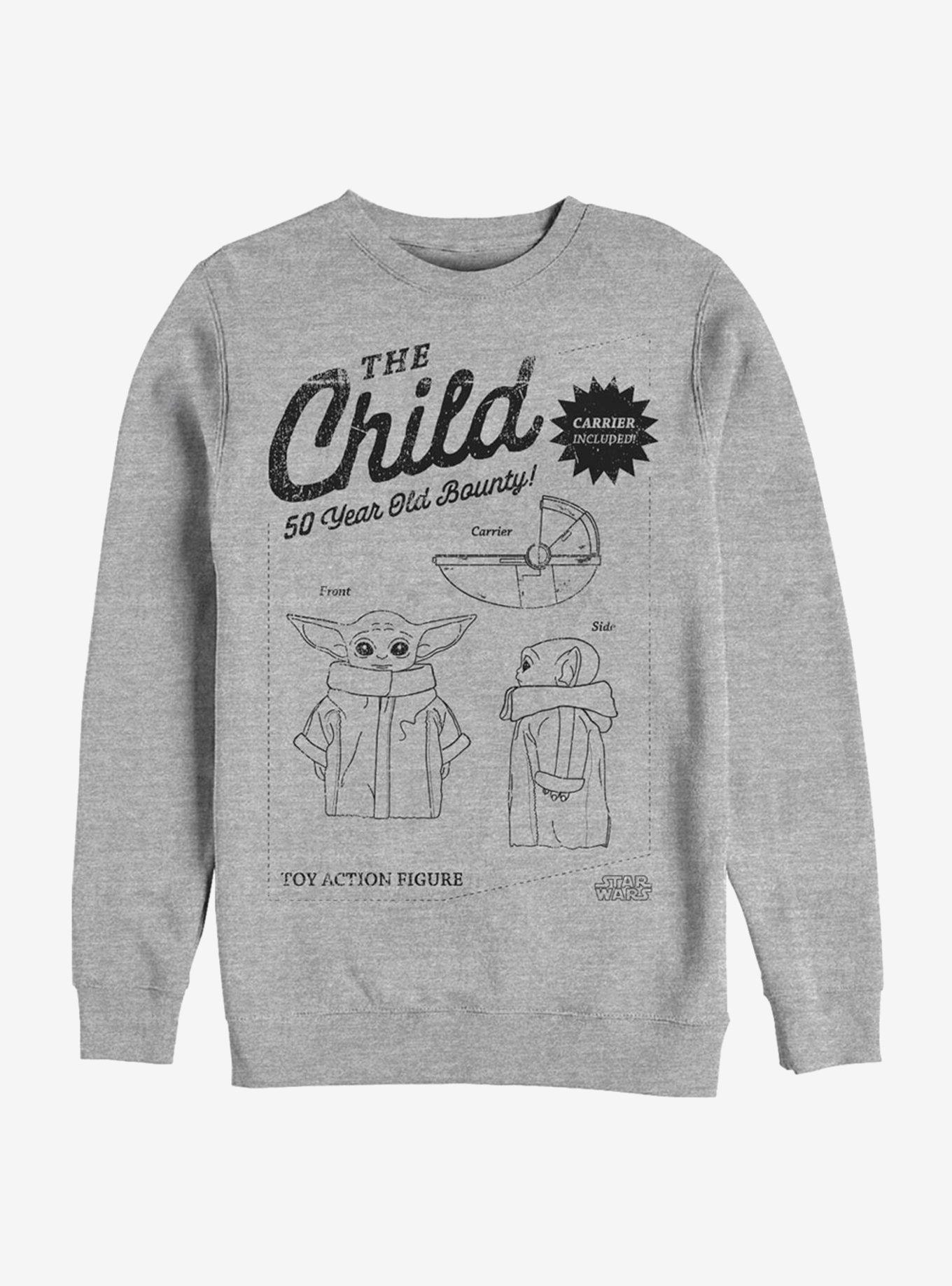 Star Wars The Mandalorian The Child Toy Action Figure Crew Sweatshirt, ATH HTR, hi-res