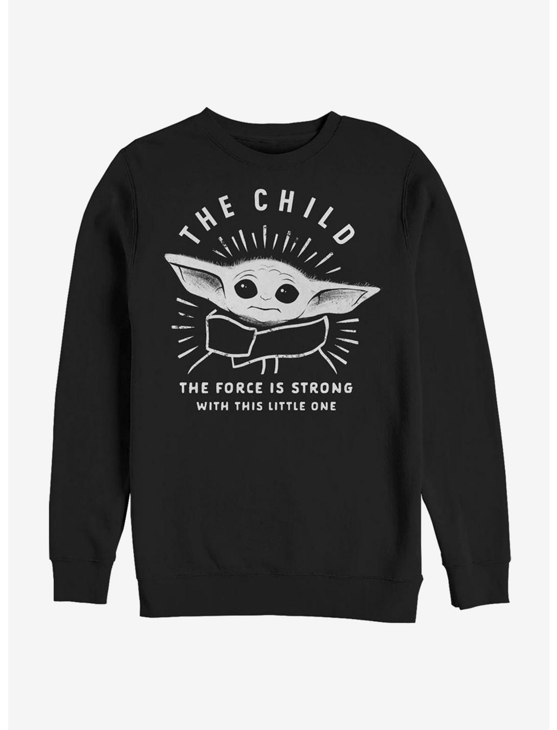 Star Wars The Mandalorian The Child The Force Is Strong Crew Sweatshirt, BLACK, hi-res