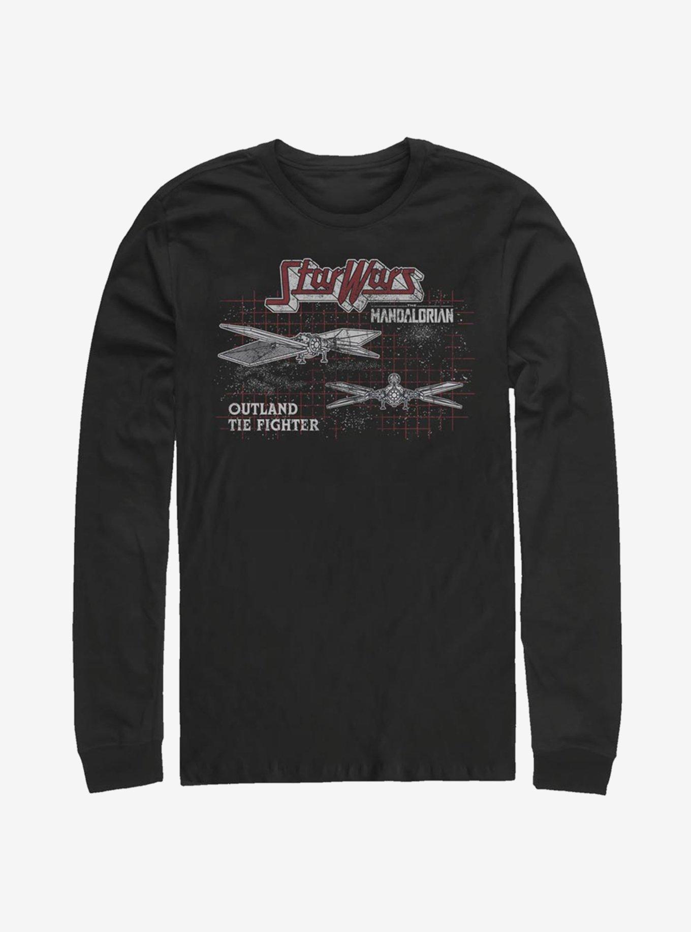 Star Wars The Mandalorian Outland Tie Fighter Long-Sleeve T-Shirt, BLACK, hi-res