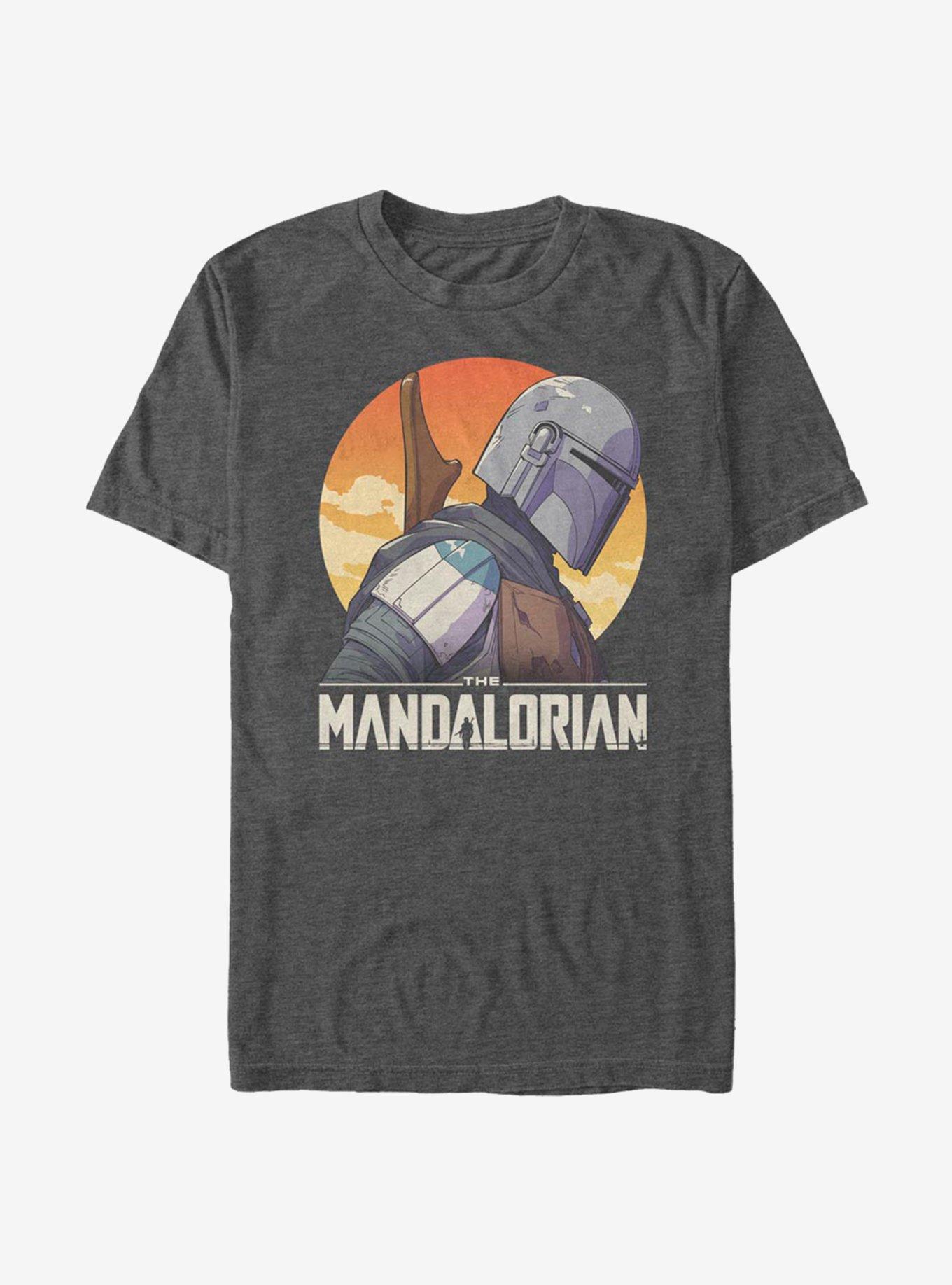 Star Wars The Mandalorian Mando Sunset T-Shirt, CHAR HTR, hi-res