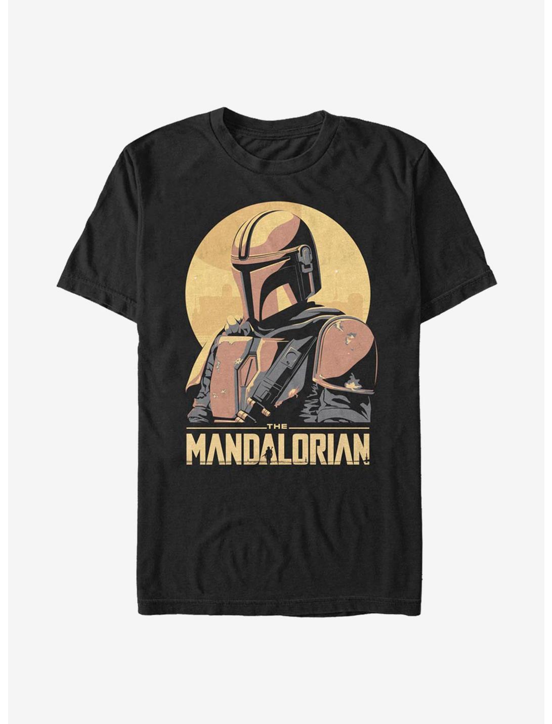 Star Wars The Mandalorian Mando Sunset Frame T-Shirt, BLACK, hi-res