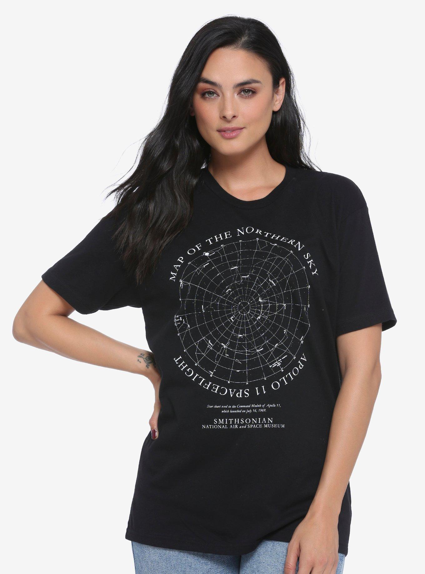 Smithsonian Map of the Northern Sky Women's T-Shirt - BoxLunch Exclusive, BLACK, hi-res