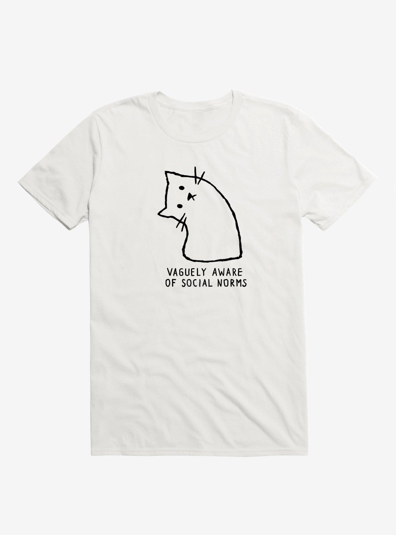 Vaguely Aware Of Social Norms Cat T-Shirt, WHITE, hi-res